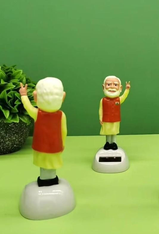 Modi Ji Solar-Powered Waving Idol (Set of 2) | Premium Dashboard & Car Decor Gift Item. cash on delivery