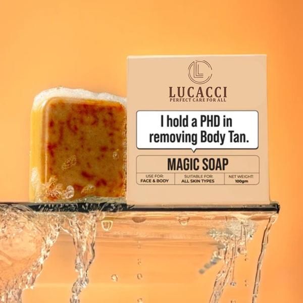 Lucacci Soaps Sandalwood & Saffron Magic Soaps For Bath (100 Gms Pack) | Paraben Free | Chandan & Kesar Bath Soap | Handmade Soaps For Glowing | Skin Brightening Soap For Men & Women. FREE CASH ON DELIVERY