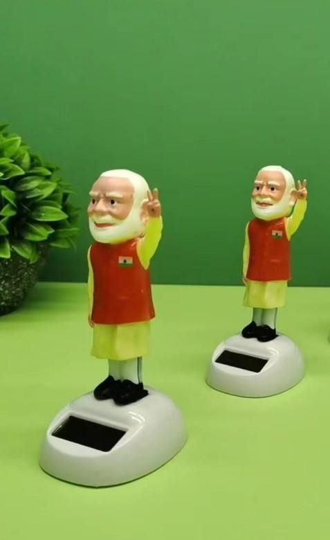 Modi Ji Solar-Powered Waving Idol (Set of 2) | Premium Dashboard & Car Decor Gift Item. cash on delivery