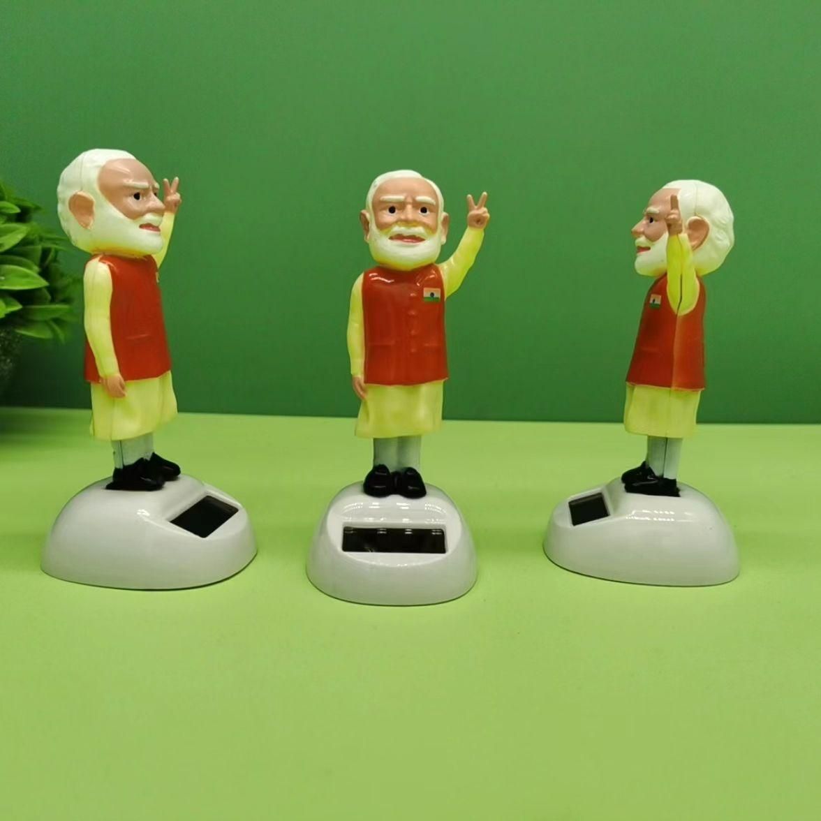Modi Ji Solar-Powered Waving Idol (Set of 2) | Premium Dashboard & Car Decor Gift Item. cash on delivery