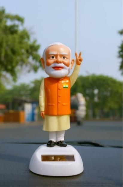 Modi Ji Solar-Powered Waving Idol (Set of 2) | Premium Dashboard & Car Decor Gift Item. cash on delivery