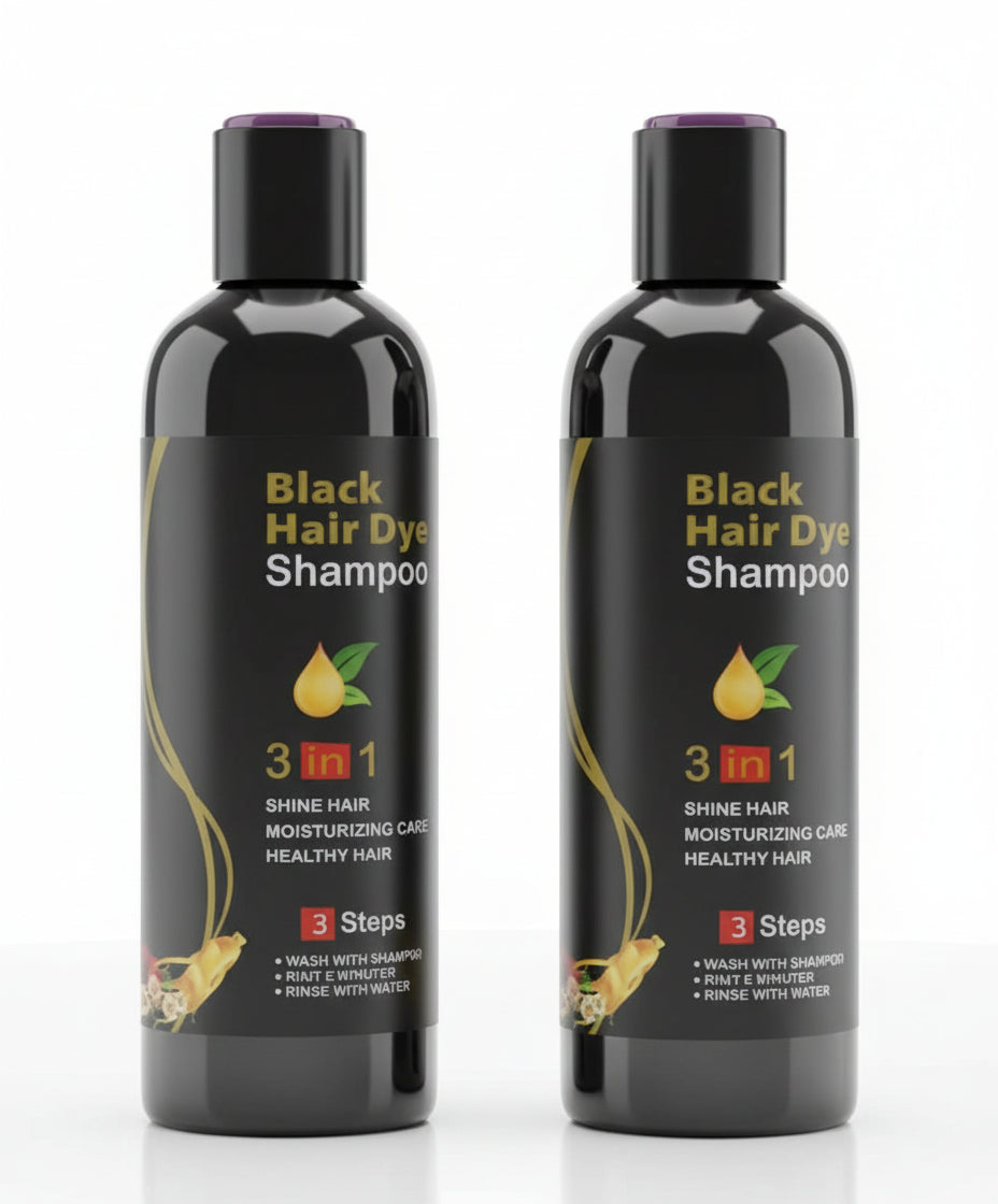 Unisex Instant Black Herbal Hair Dye Shampoo for Grey Hair Coverage Shampoo 3 in 1(100ml) Pack Of 2